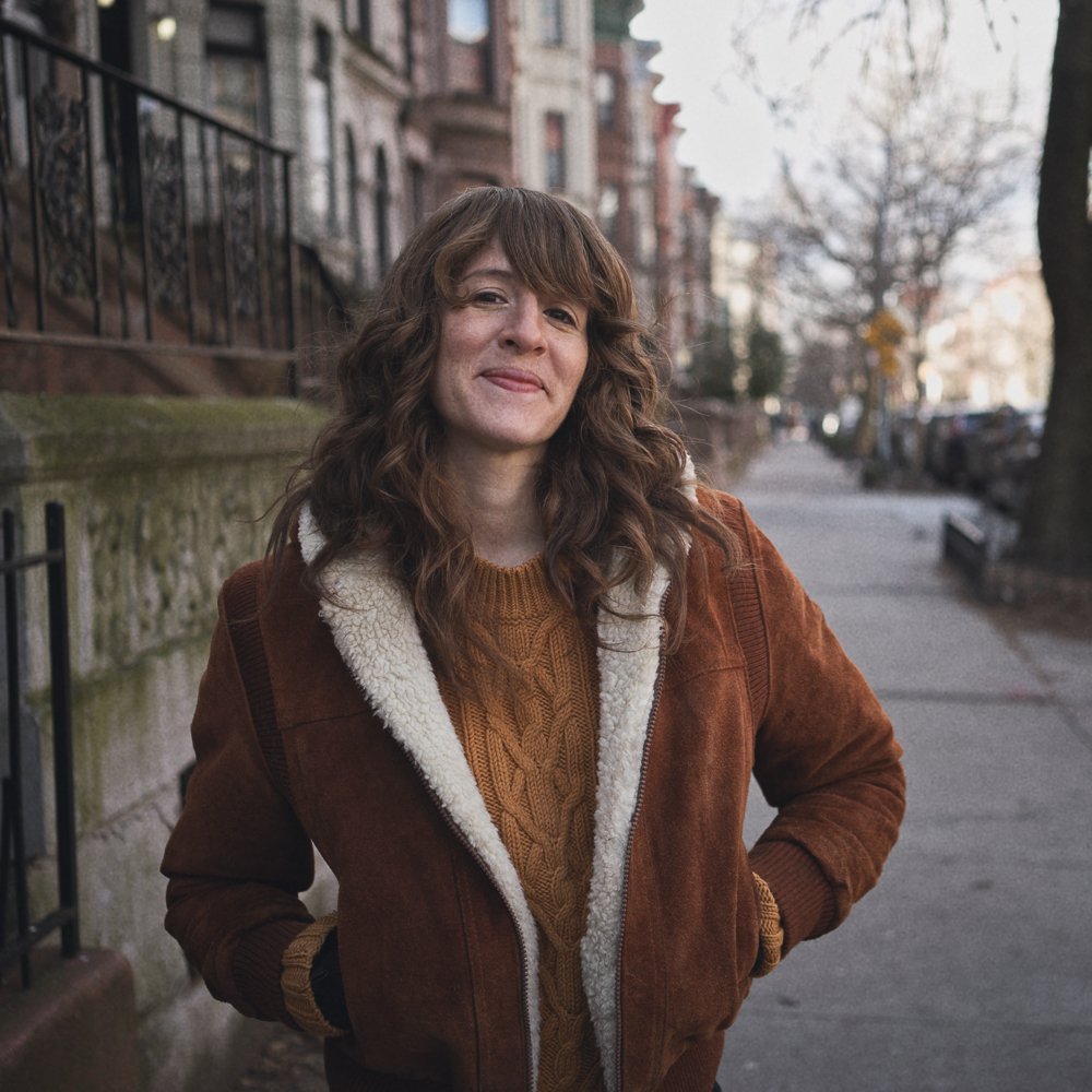 Danya Abt, documentary editor and director, photographed on a Brooklyn street.